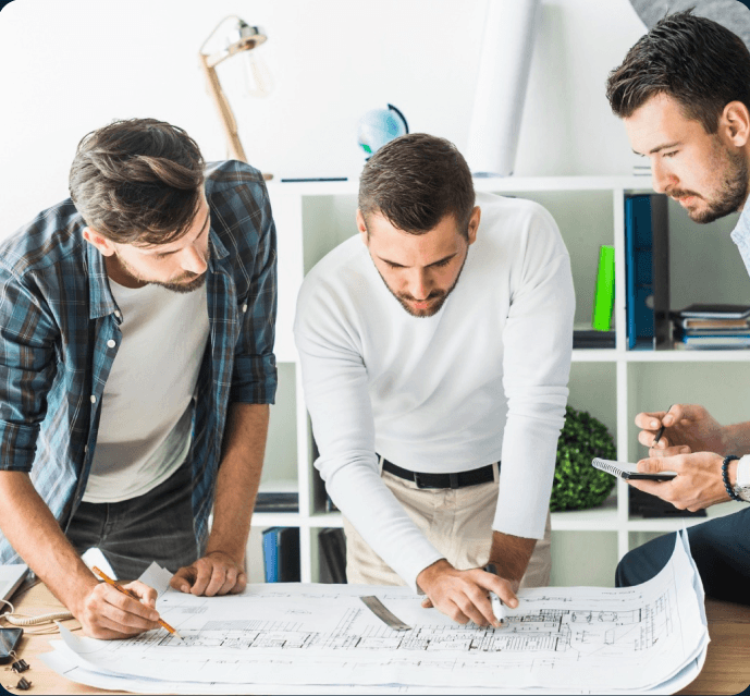 Professional team working together